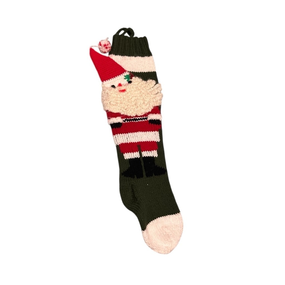 Vintage Green and Red Santa Stocking